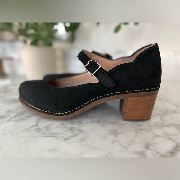Dansko Harlo Nubuck Suede Mary Jane Wooden Heel 42 (11.5 -12 us) Womens‎ Black - Picture 8 of 11